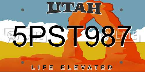 5PST987 Utah License Plate