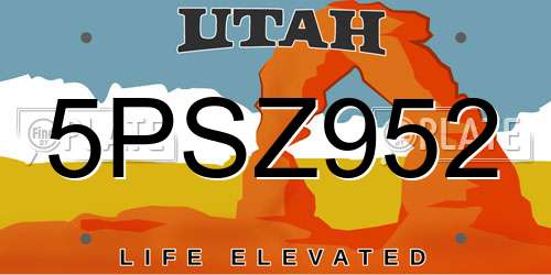 5PSZ952 Utah License Plate