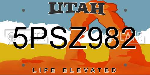 5PSZ982 Utah License Plate
