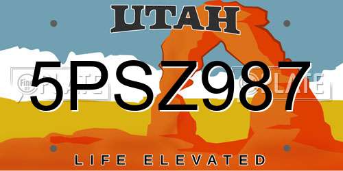 5PSZ987 Utah License Plate