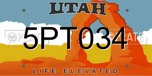 5PT034 Utah License Plate