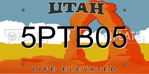 5PTB05 Utah License Plate