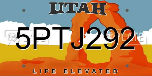 5PTJ292 Utah License Plate