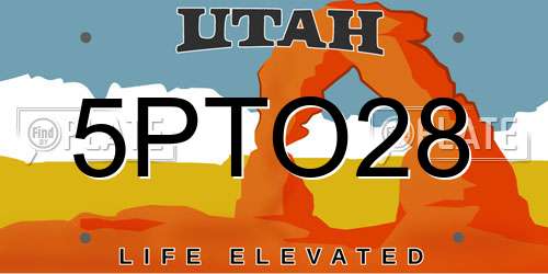 5PTO28 Utah License Plate