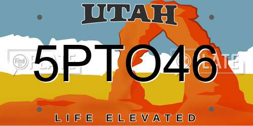 5PTO46 Utah License Plate