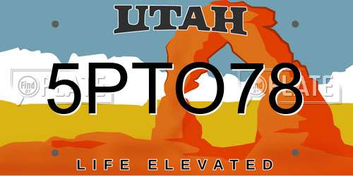 5PTO78 Utah License Plate
