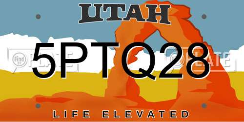 5PTQ28 Utah License Plate
