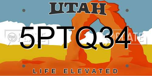 5PTQ34 Utah License Plate