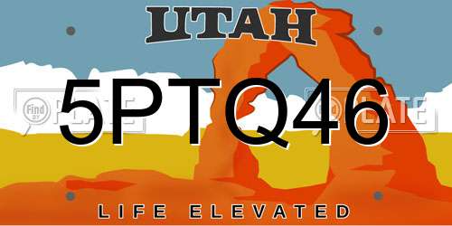 5PTQ46 Utah License Plate