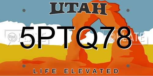 5PTQ78 Utah License Plate