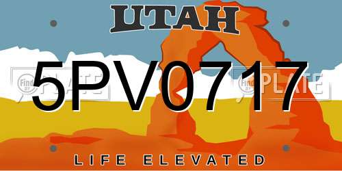 5PV0717 Utah License Plate