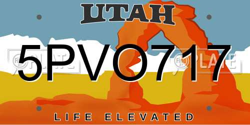 5PVO717 Utah License Plate
