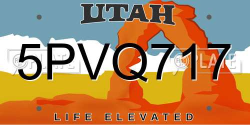 5PVQ717 Utah License Plate