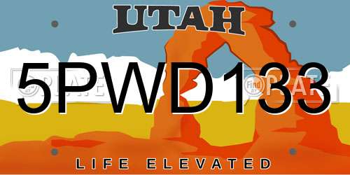 5PWD133 Utah License Plate