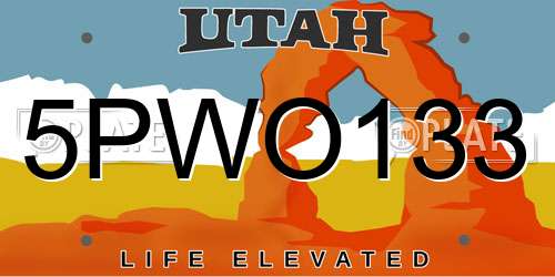 5PWO133 Utah License Plate