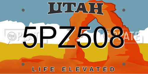 5PZ508 Utah License Plate