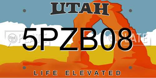 5PZB08 Utah License Plate