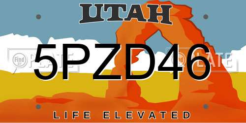 5PZD46 Utah License Plate