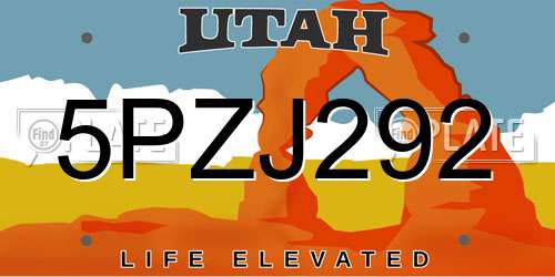 5PZJ292 Utah License Plate