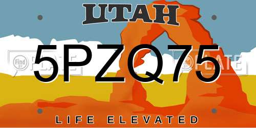 5PZQ75 Utah License Plate