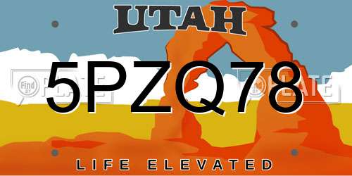 5PZQ78 Utah License Plate