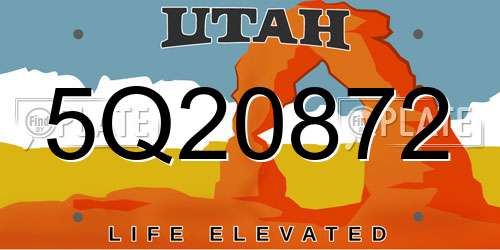 5Q20872 Utah License Plate