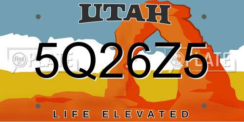 5Q26Z5 Utah License Plate