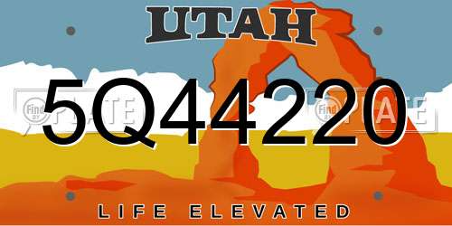 5Q44220 Utah License Plate