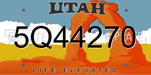 5Q44270 Utah License Plate