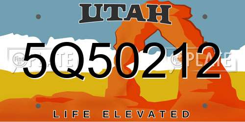 5Q50212 Utah License Plate