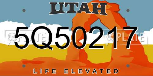 5Q50217 Utah License Plate