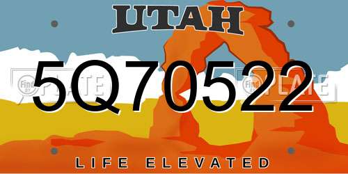 5Q70522 Utah License Plate