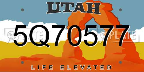 5Q70577 Utah License Plate