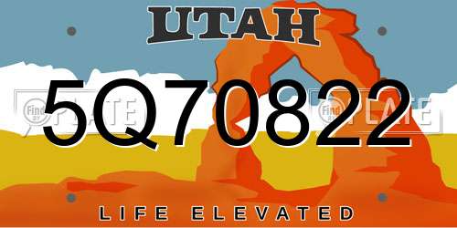 5Q70822 Utah License Plate