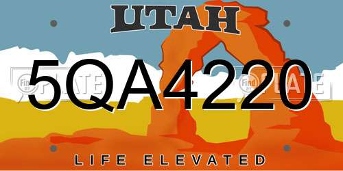 5QA4220 Utah License Plate