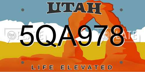 5QA978 Utah License Plate