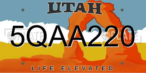 5QAA220 Utah License Plate