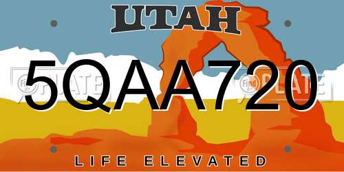 5QAA720 Utah License Plate