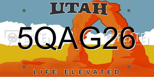 5QAG26 Utah License Plate