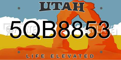 5QB8853 Utah License Plate