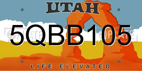 5QBB105 Utah License Plate