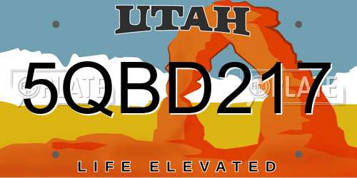 5QBD217 Utah License Plate