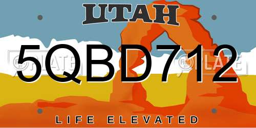 5QBD712 Utah License Plate
