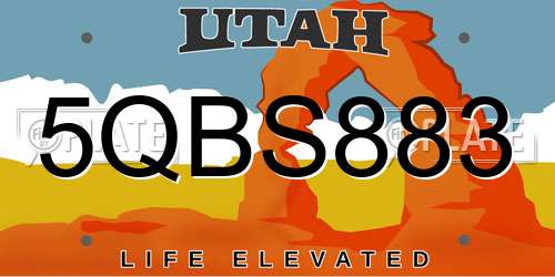 5QBS883 Utah License Plate