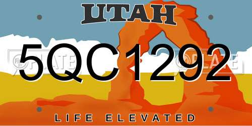 5QC1292 Utah License Plate