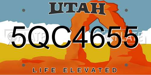 5QC4655 Utah License Plate