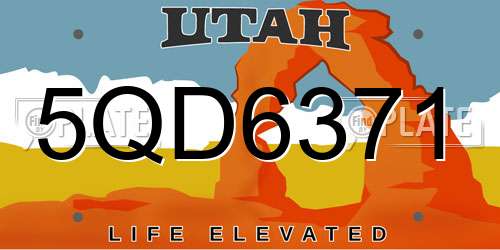 5QD6371 Utah License Plate