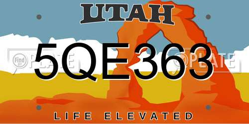 5QE363 Utah License Plate