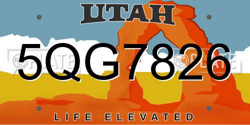 5QG7826 Utah License Plate