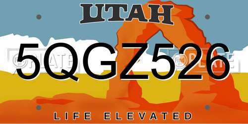5QGZ526 Utah License Plate